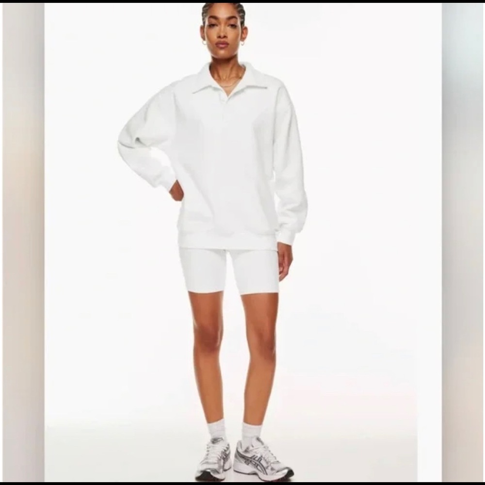 NWT Aritzia Cozy Fleece Boyfriend Fit Polo Sweatshirt White